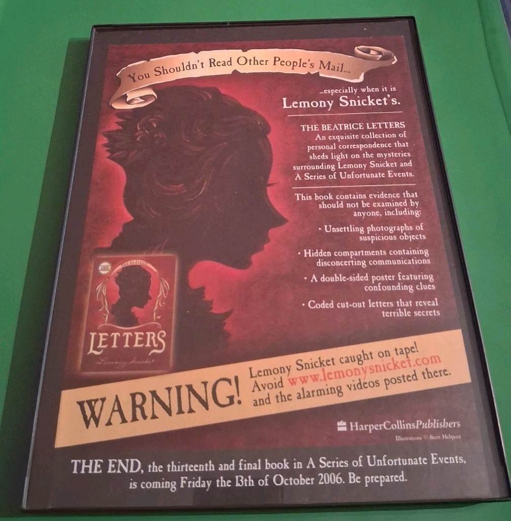 Lemony Snicket's Letters Vintage Promo Framed 2006 Print Ad 8.5X11