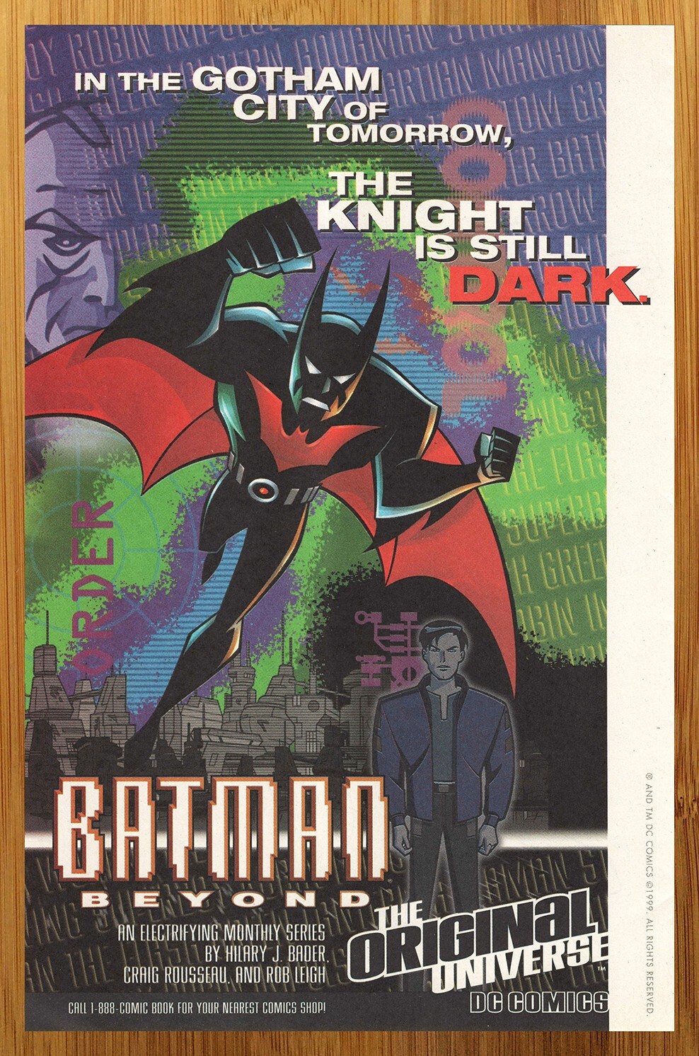 1999 DC Comics Batman Beyond Vintage Print Ad/Poster Official Promo Art 90s