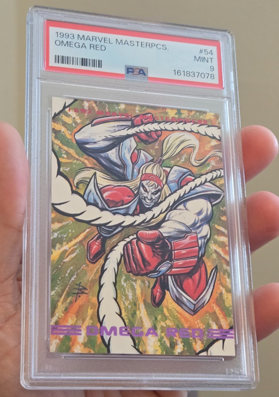 1993 SKYBOX MARVEL MASTERPIECES OMEGA RED #54 VILLAIN TRADING CARD PSA 9 MINT