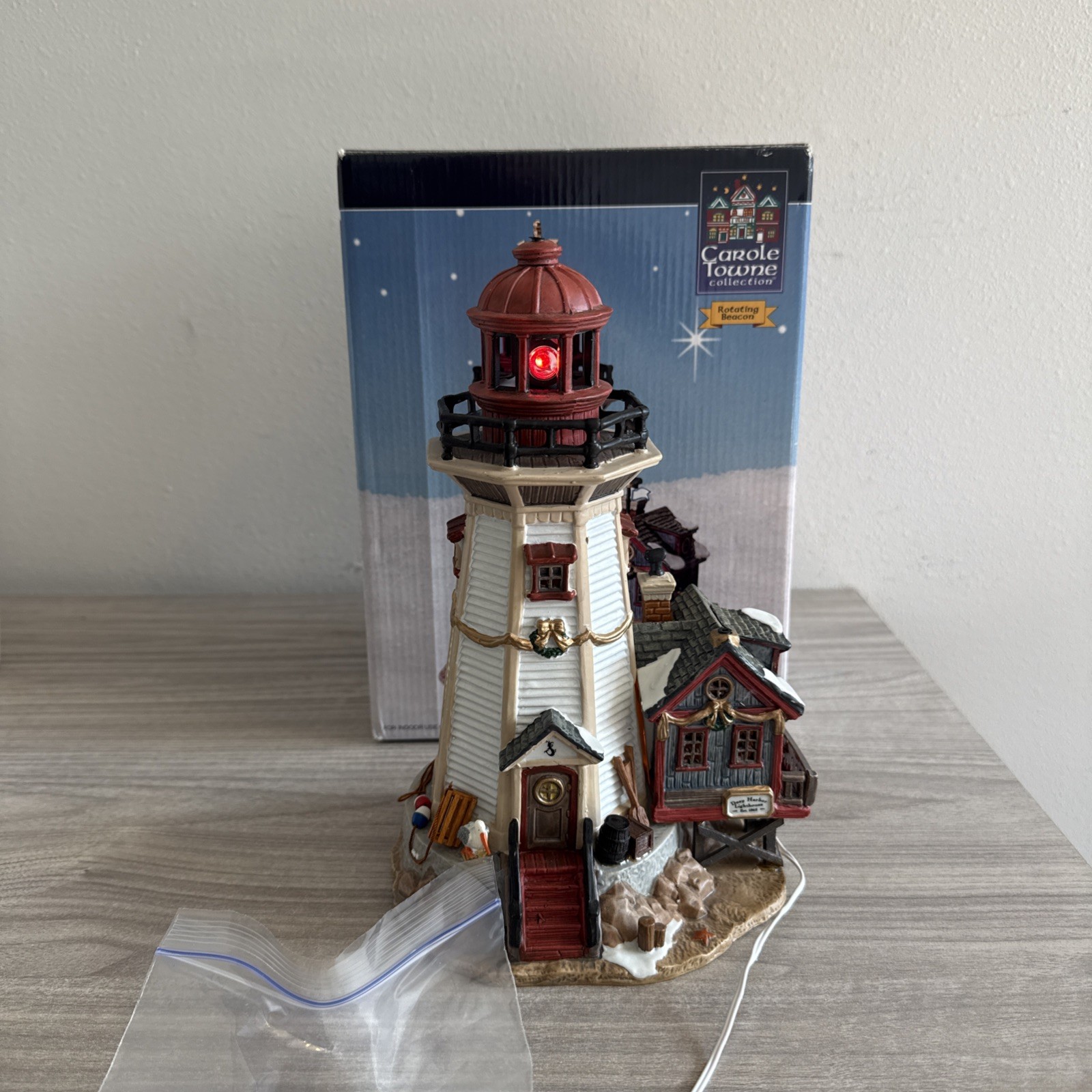Lemax 2004 Carole Towne 45071 - Deep Harbor Lighthouse Complete W Box Working