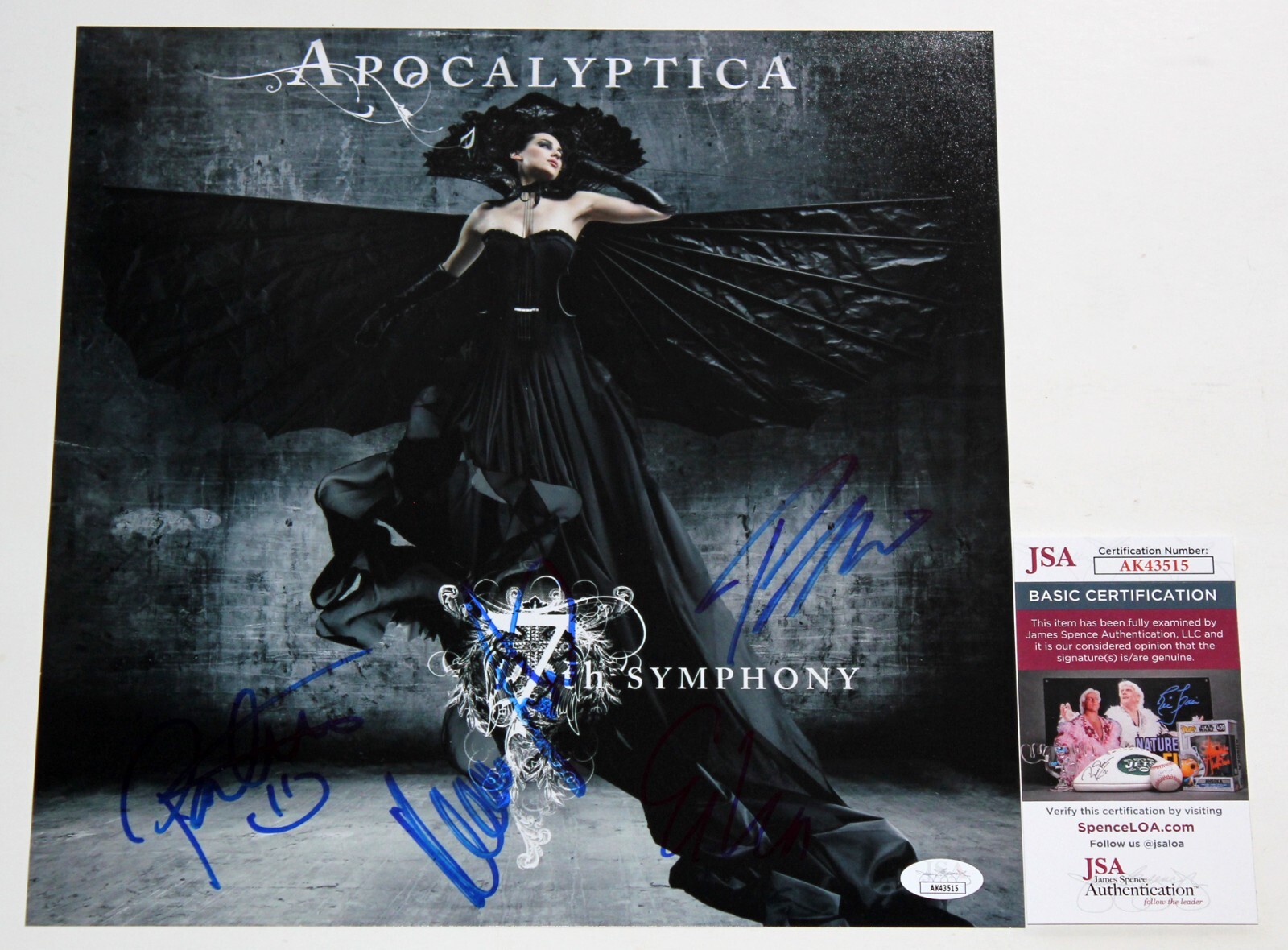 APOCALYPTICA SIGNED 12x12 7TH SYMPHONY ALBUM PHOTO AUTOGRAPHED +JSA COA