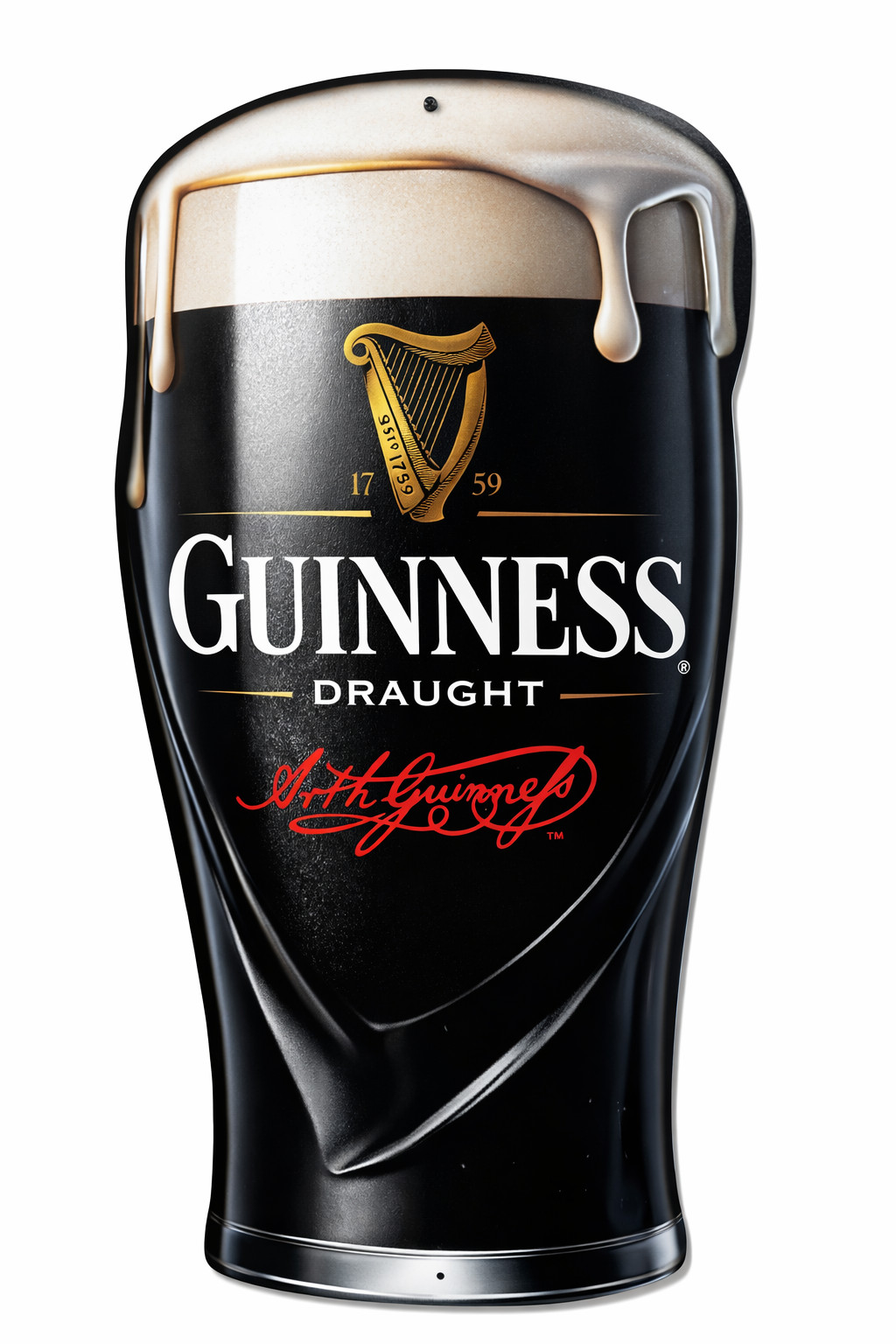 Guinness Draught Pint Metal Wall Sign Irish Pub Man Cave Bar Decor 24 inch tall