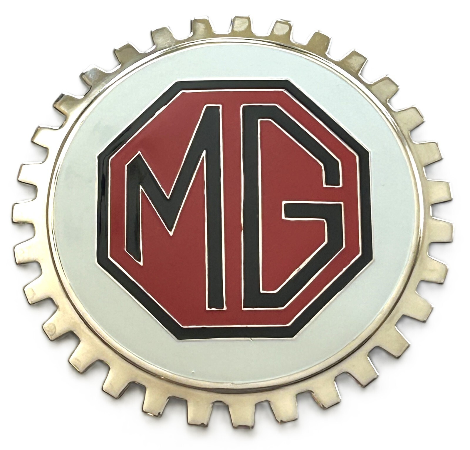 MG  CAR GRILLE BADGE RED AND BLACK VERSION MGB MGA MG MIDGET