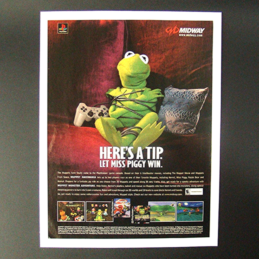 2000 Muppet RaceMania Video Game Print Advertisement Poster Sony PS1 Ad 00s
