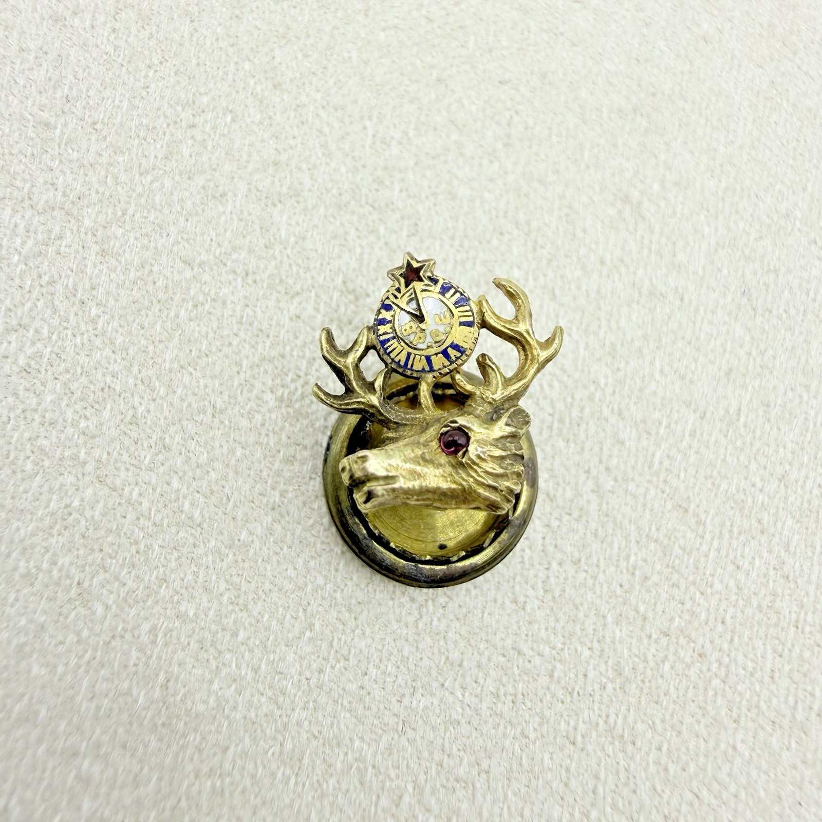 Vintage 14k Gold Plated Tiny Benevolent Protective Order of Elks 11th Hour Pin