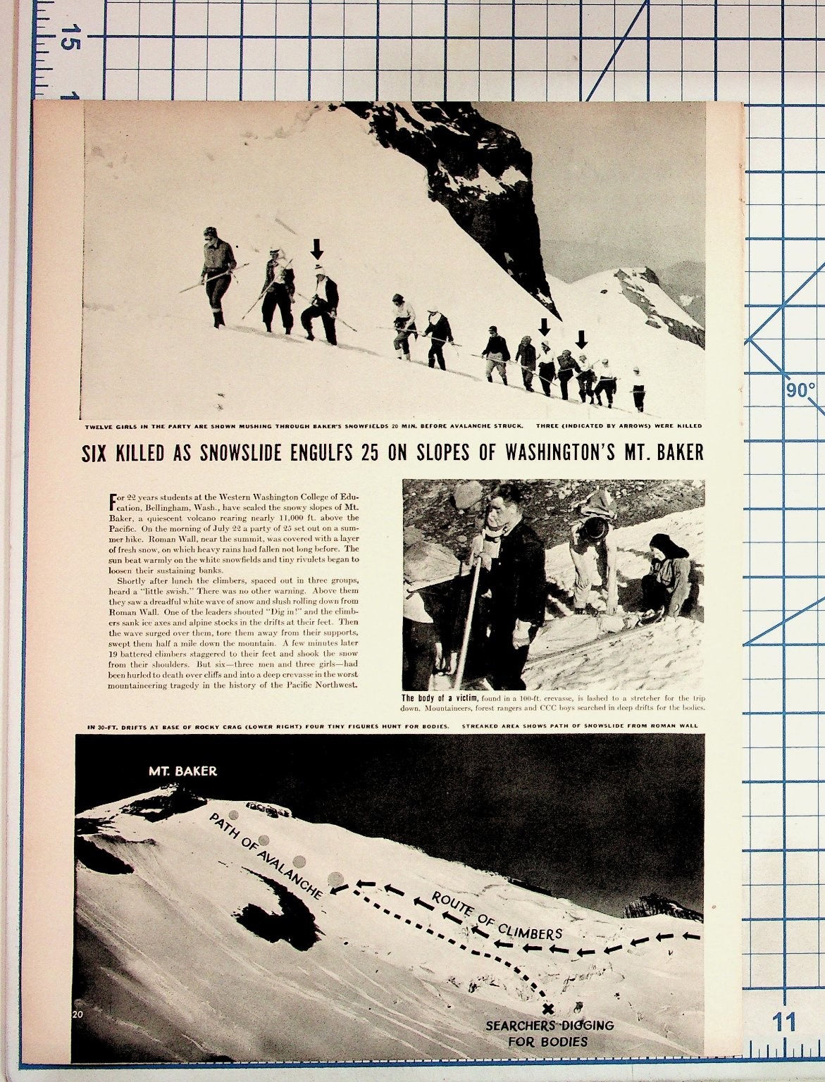 1942 Mt Baker Avalanche News Article Pacific Northwest Tragedy Ephemera