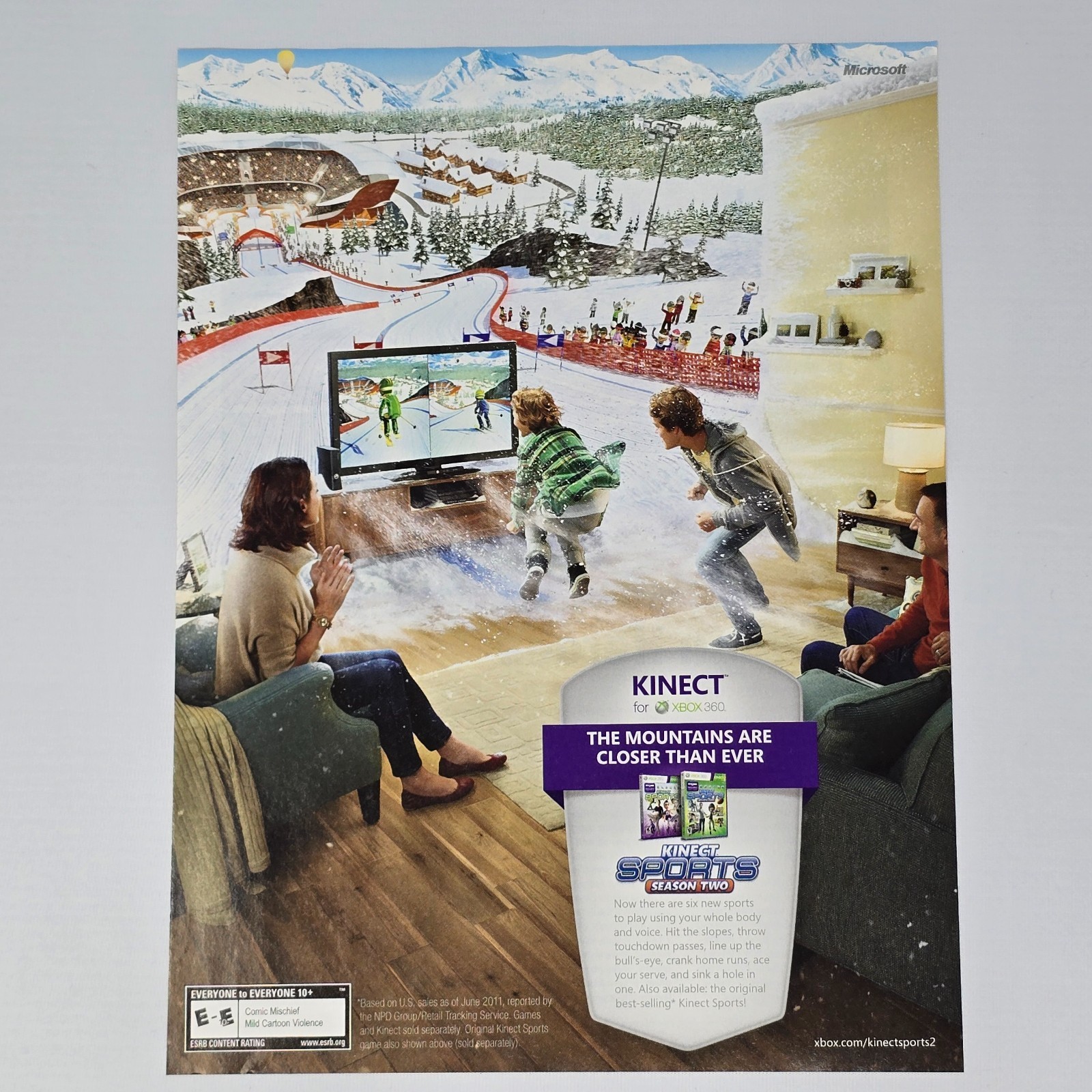 Kinect Sports Season 2 Xbox 360 Closer Than Ever Print Ad/Poster