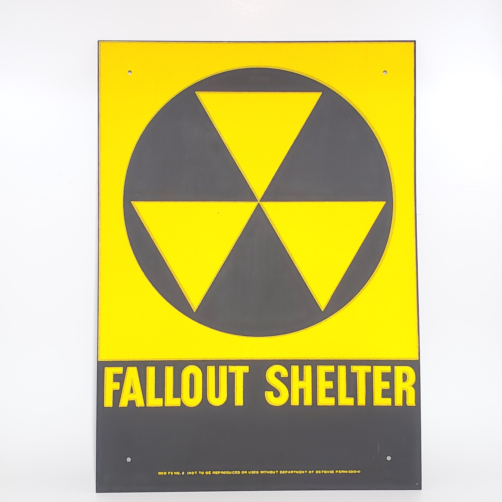 Vintage Original Fallout Shelter Steel Government Sign  WITH IMPERFECTIONS 