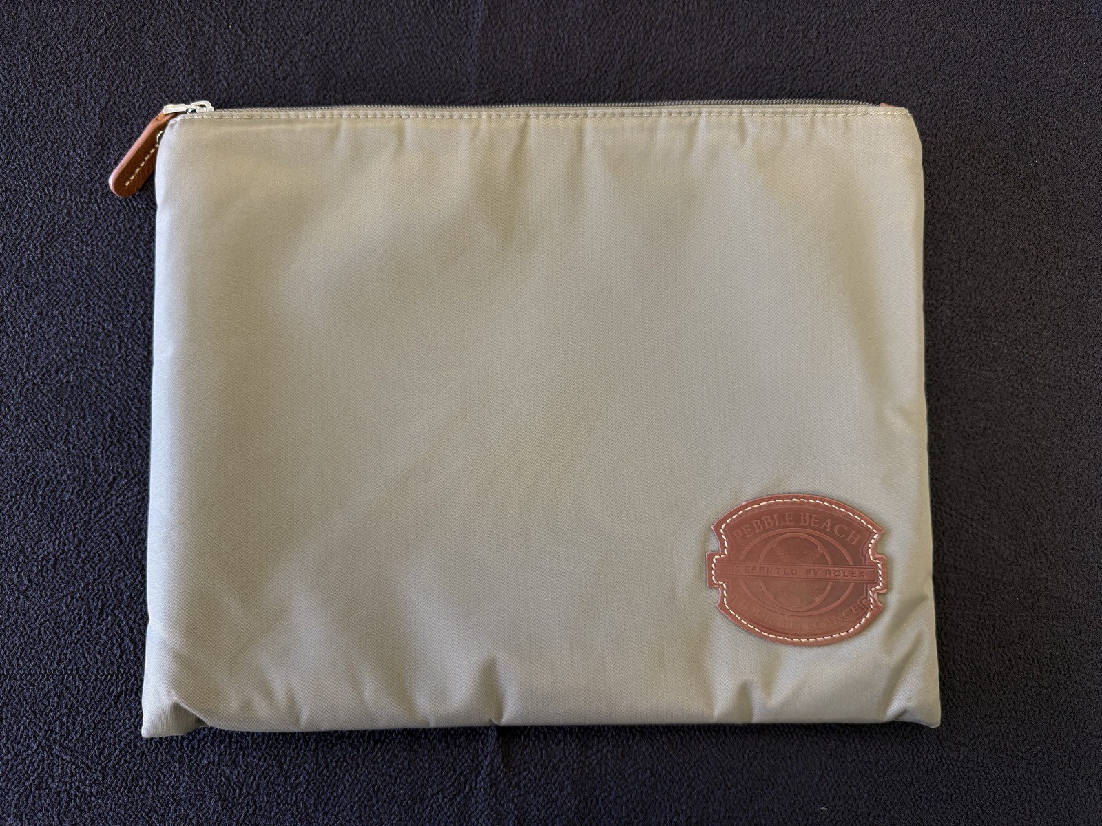 Pebble Beach Concours Rolex Tour Document Pouch Laptop Sleeve Zippered Taupe