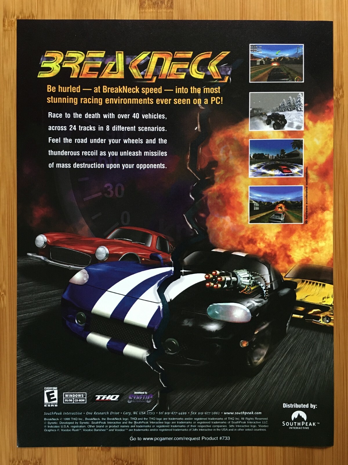 Breakneck PC 2000 Vintage Video Game Print Ad/Poster Official Racing Promo Art