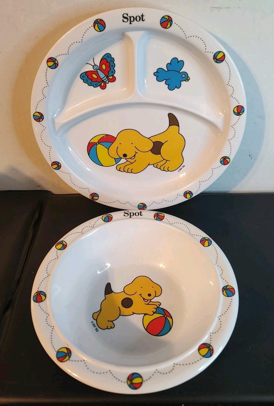Vintage Spot The Puppy Dog Eden Child’s Plate & Bowl Set Plastic Eric Hill 1993