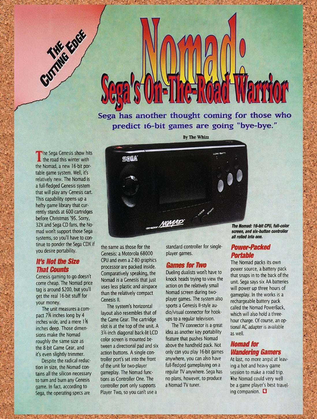 1994 Sega Nomad Cutting-Edge Preview Original Advertisement / Retro Wall Art v1