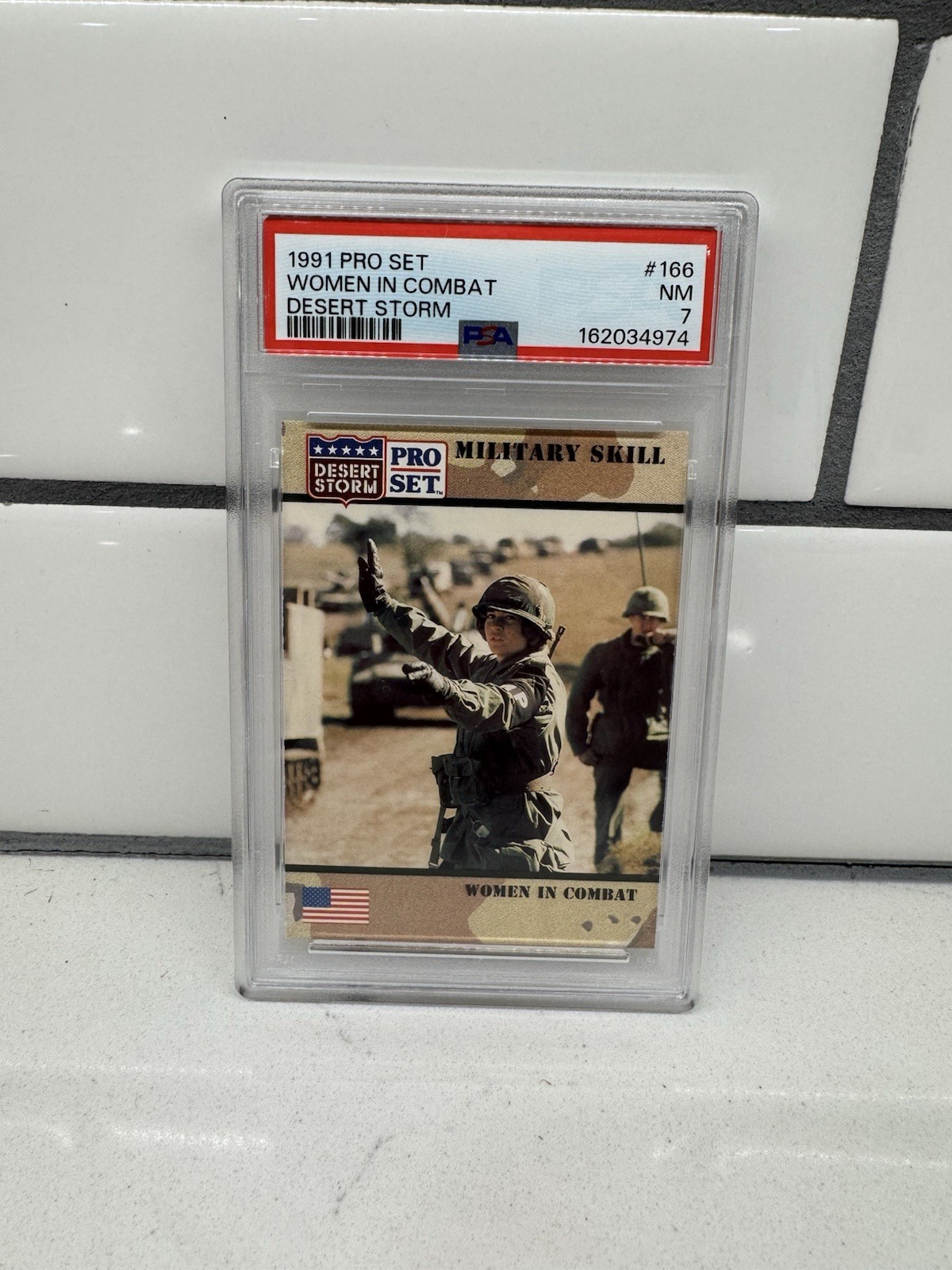 Pro Set 1991 Desert Storm Women in Combat #166 Military Skill PSA 7 Card