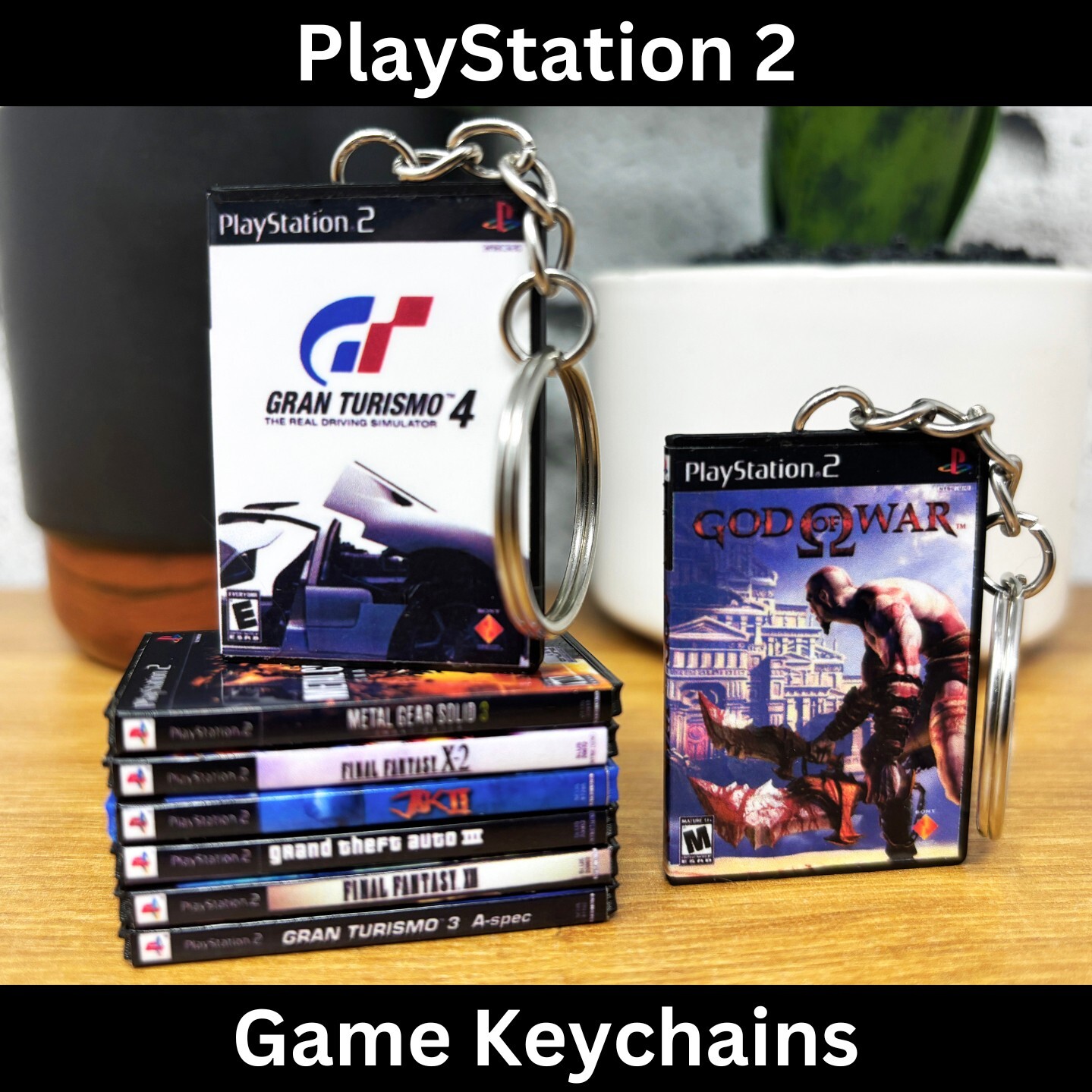 Mini PS2 Game Case Keychains, Miniature Sony Playstation 2 Cover Art, Gamer Gift