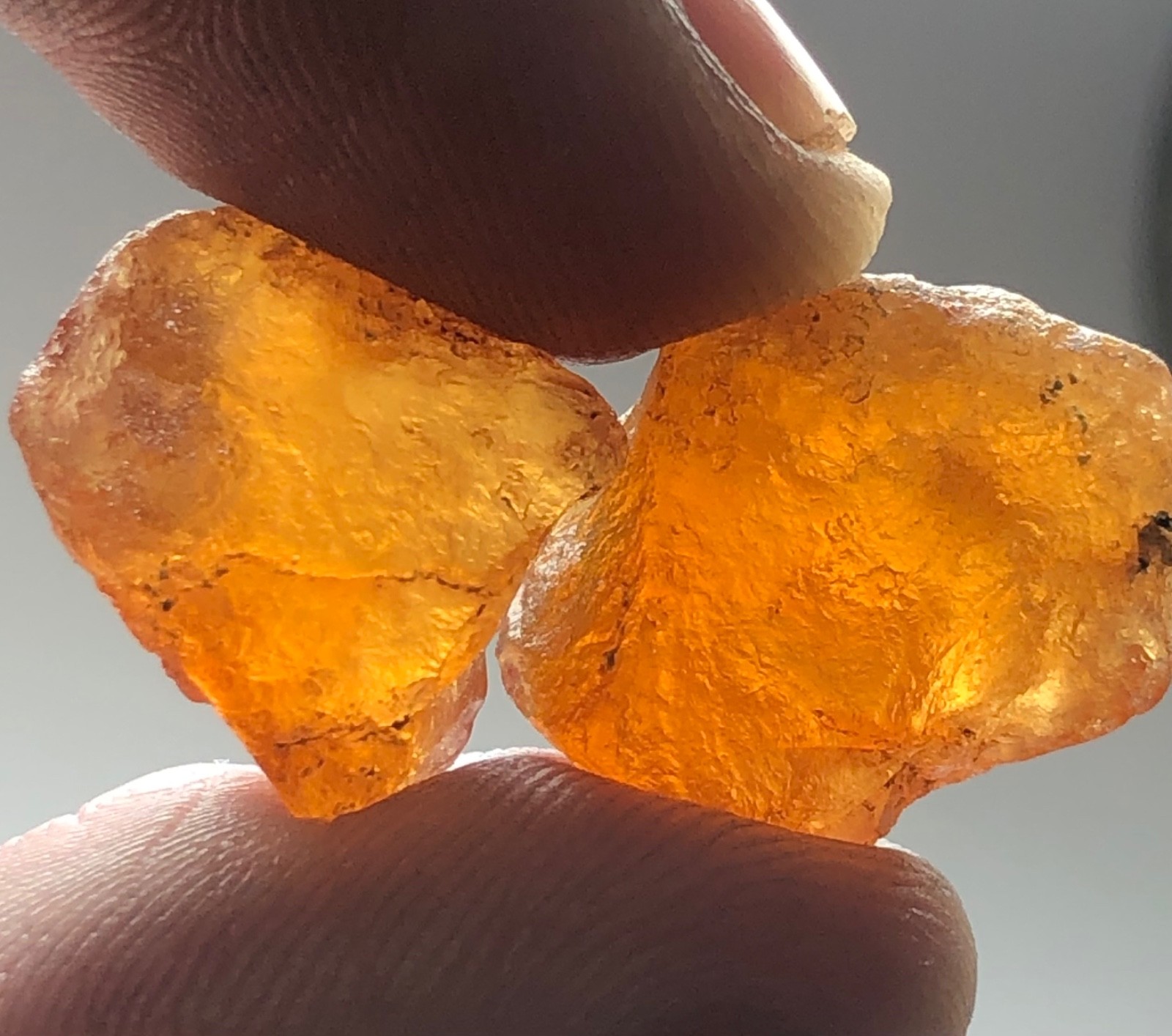 40CT Hessonite Rough Duo Facet Grade Clean Pieces Best For Cutting open colour
