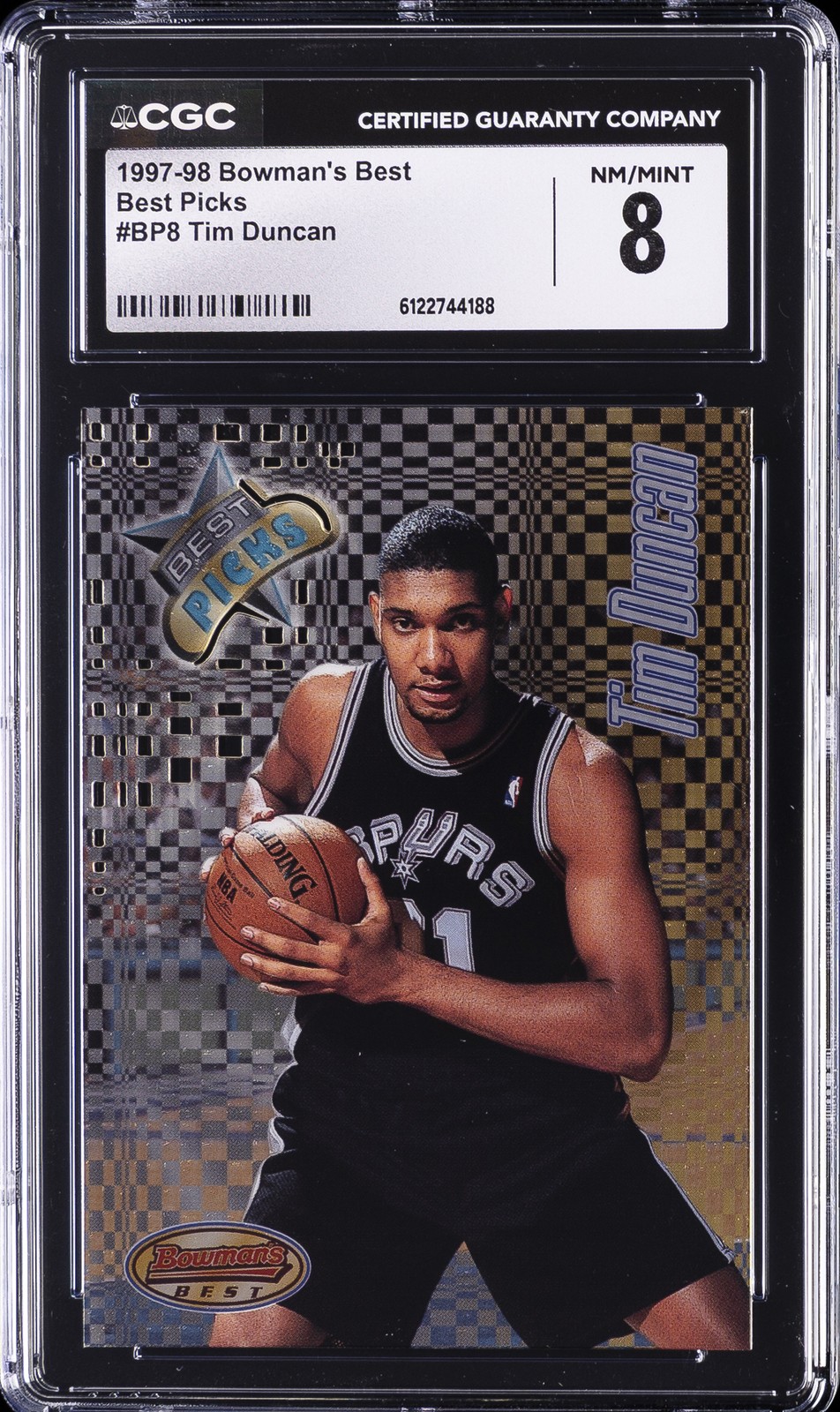 1997-98 BOWMAN\'S BEST BEST PICKS #BP8 TIM DUNCAN CGC 8