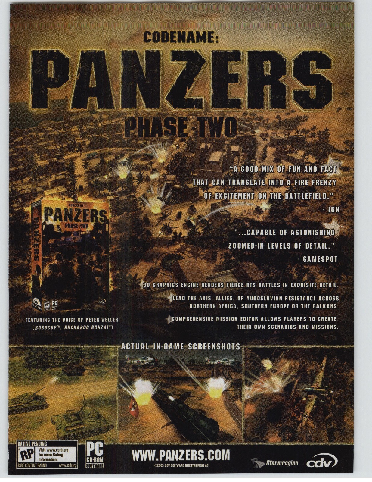 Codename Panzer Phase 2 WWII PC Video Game Art 2005 Vintage Print Ad