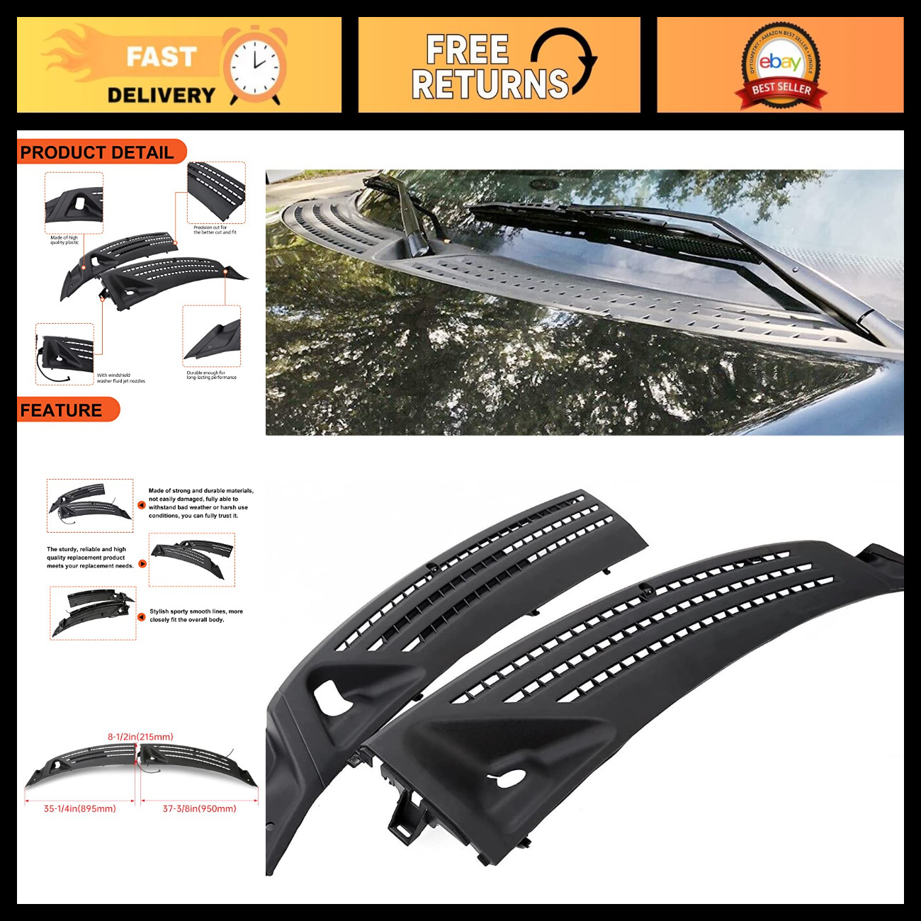 Windshield Wiper Cowl Panel for 2004-2008 Ford F150 - Durable, Easy Install, OEM