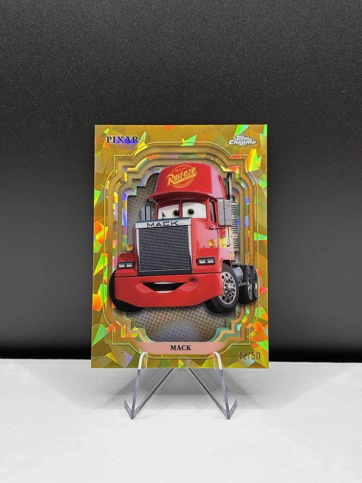2024 Topps Chrome Disney Sapphire #121 MACK Gold # 12/50, Pixar CARS SSP