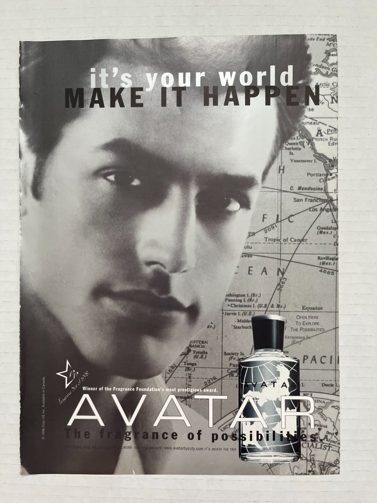1998 VTG Avatar Men\'s Fragrance Magazine Ad Scent Insert - 