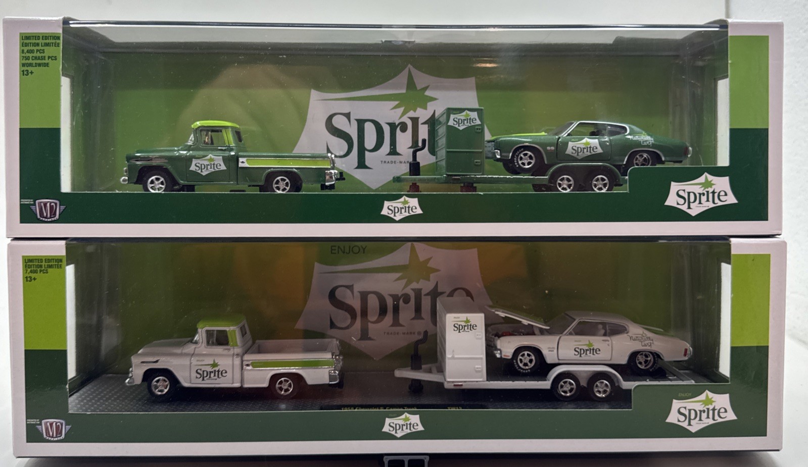 Coca-Cola Sprite M2 Machines Trucks & Cars Set, Green & white Soda Theme b6