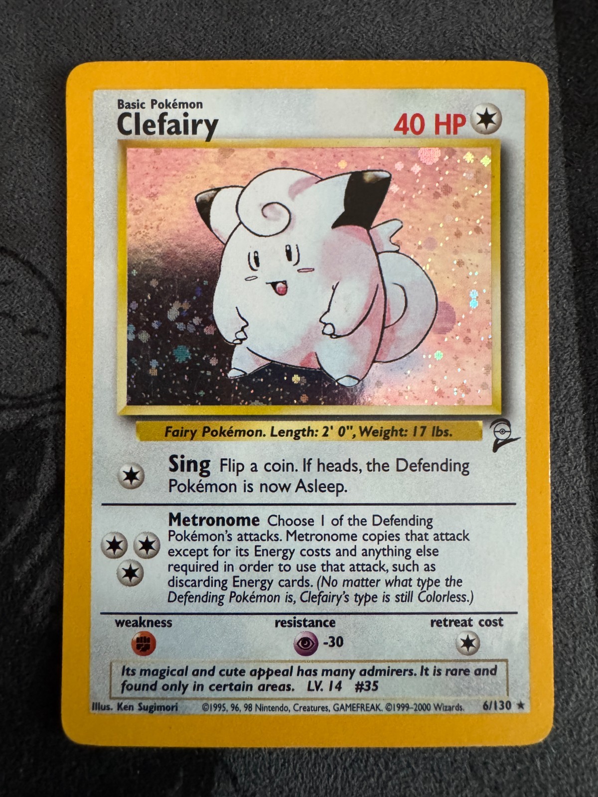 2000 Pokémon Base Set 2 Holo Clefairy 6/130 - Rare Holofoil - LP