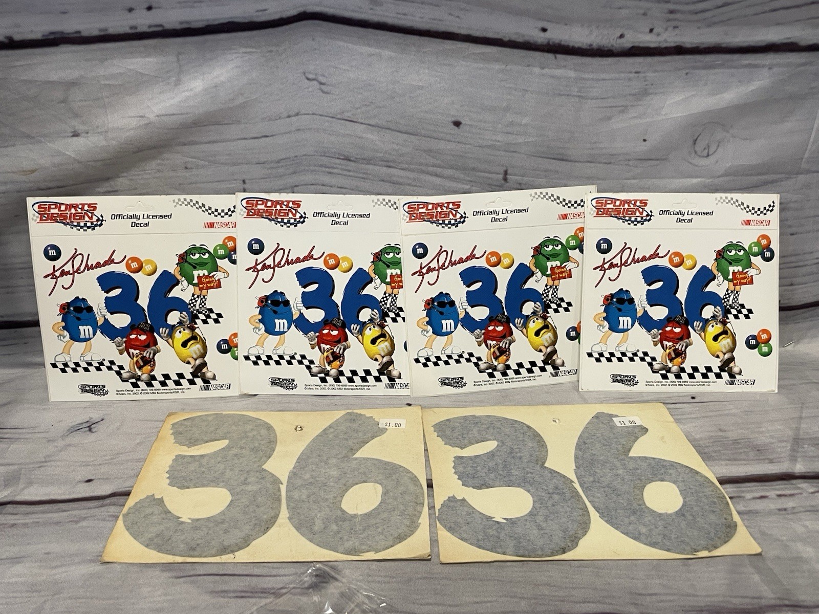 NOS LOT OF (6) Ken Schrader #36 M&M’s Racing Team Sticker Decals