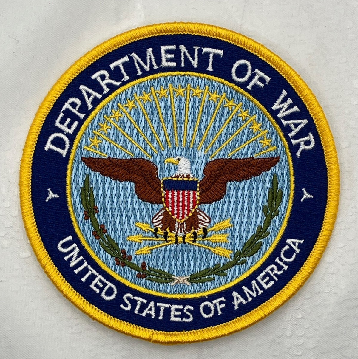Patch,  3.5 inch  US MILITARY DEPARTMENT OF WAR PATCH,  DoD authorized