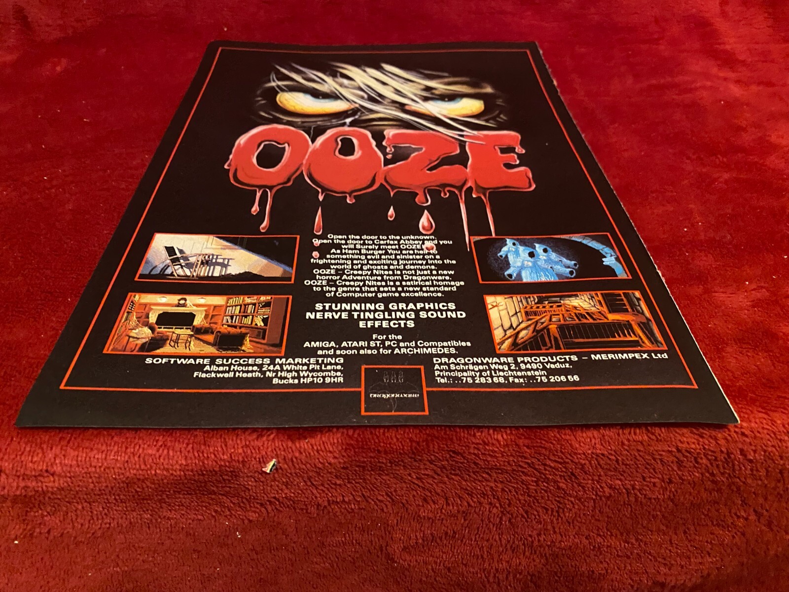 GAME19 COMPUTER GAME ADVERT 11X8 OOZE FOR AMIGA. ATARI ST