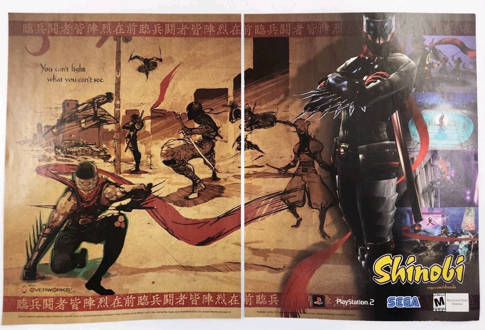 2002 Shinobi Sony Playstation 2 PS2 Original Print Ad Promo Poster Art
