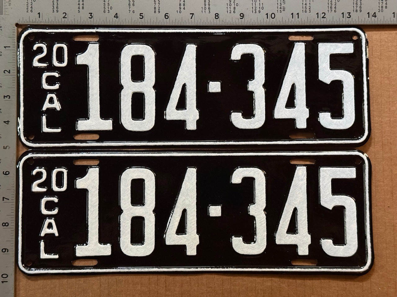 1920 California license plate pair 184-345 YOM DMV HIGH QUALITY RESTORED 23995