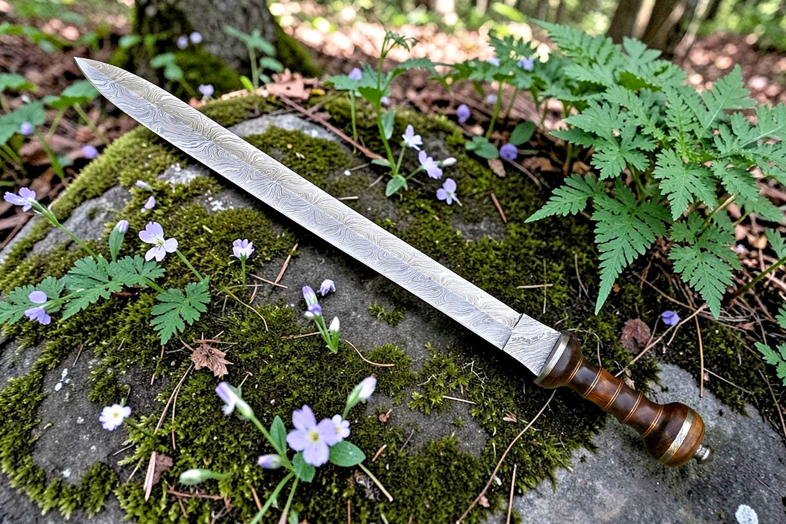CUSTOM MADE FORGED DAMASCUS STEEL GLADIATOR GLADIUS SWORD W LEATHER COVER 2913