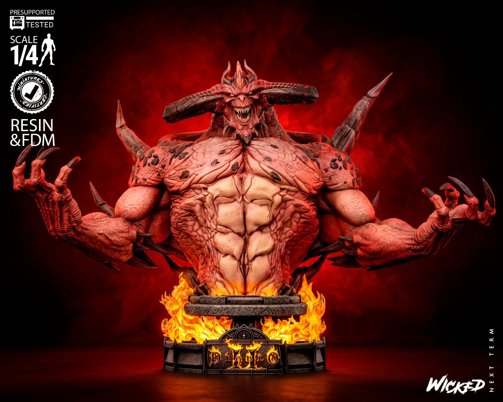 1:4 Diablo Bust Diablo II Fan Art UNPAINTED High Quality Garage Kit