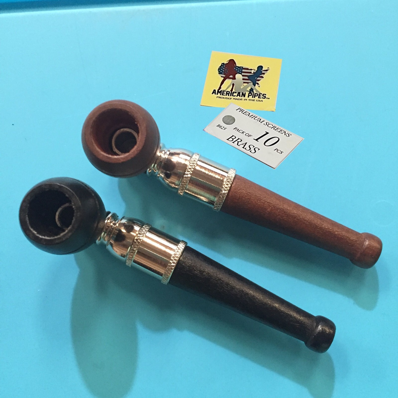 Americanpipes™️ set of 2 PCS metal wooden Tobacco Smoking Pipe with screens