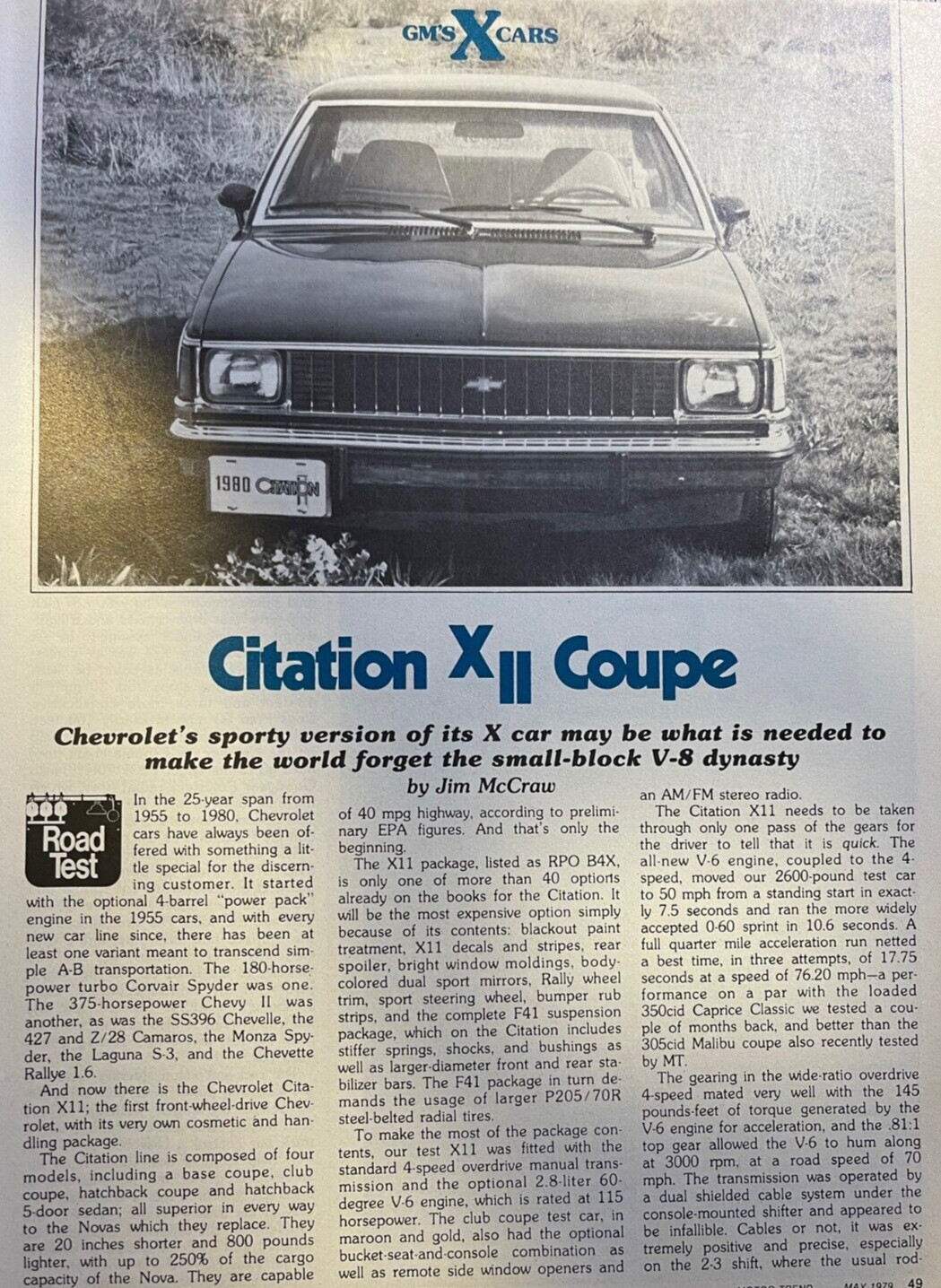 1979 Road Test Chevrolet Citation X II Coupe illustrated