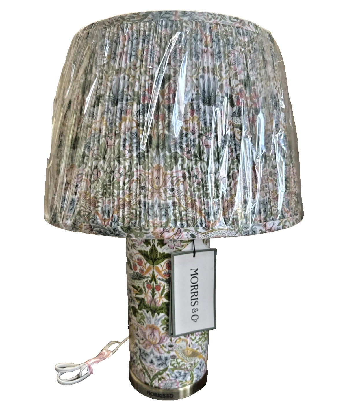 William & Co Strawberry Thief Birds Floral Multi Colors Table Lamp 23” Tall new