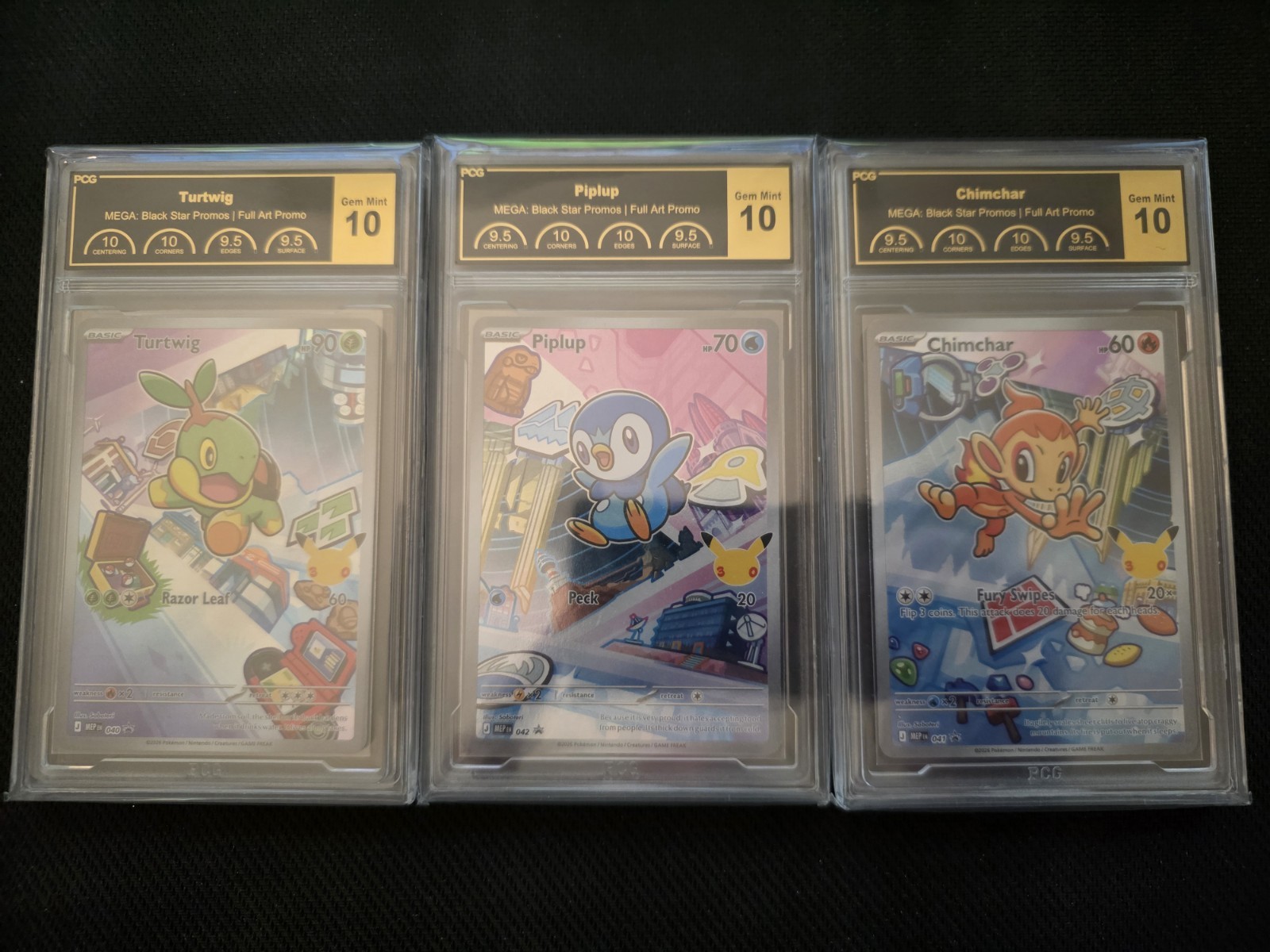 Piplup Chimchar  Turtwig First Partner PCG 10 Sequential Set Of 3 Pokemon