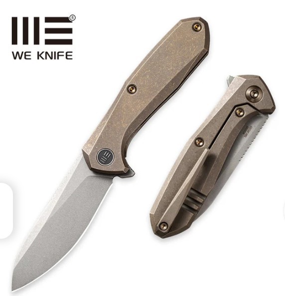 WE Knife Mote Stonewashed Bronze Titanium FrameLock Flipper S35VN Steel Blade +