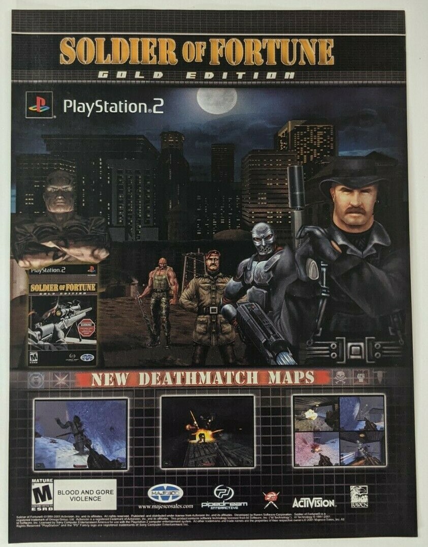 Soldier of Fortune Gold Edition Print Ad Game Poster Art PROMO Original PS2