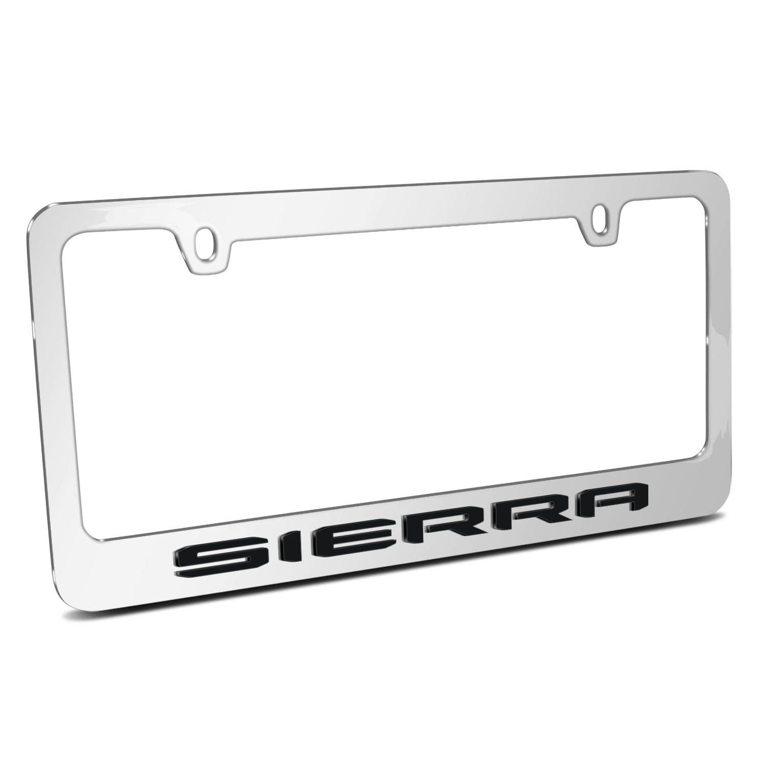 GMC Sierra 3D on Mirror Chrome Metal License Plate Frame