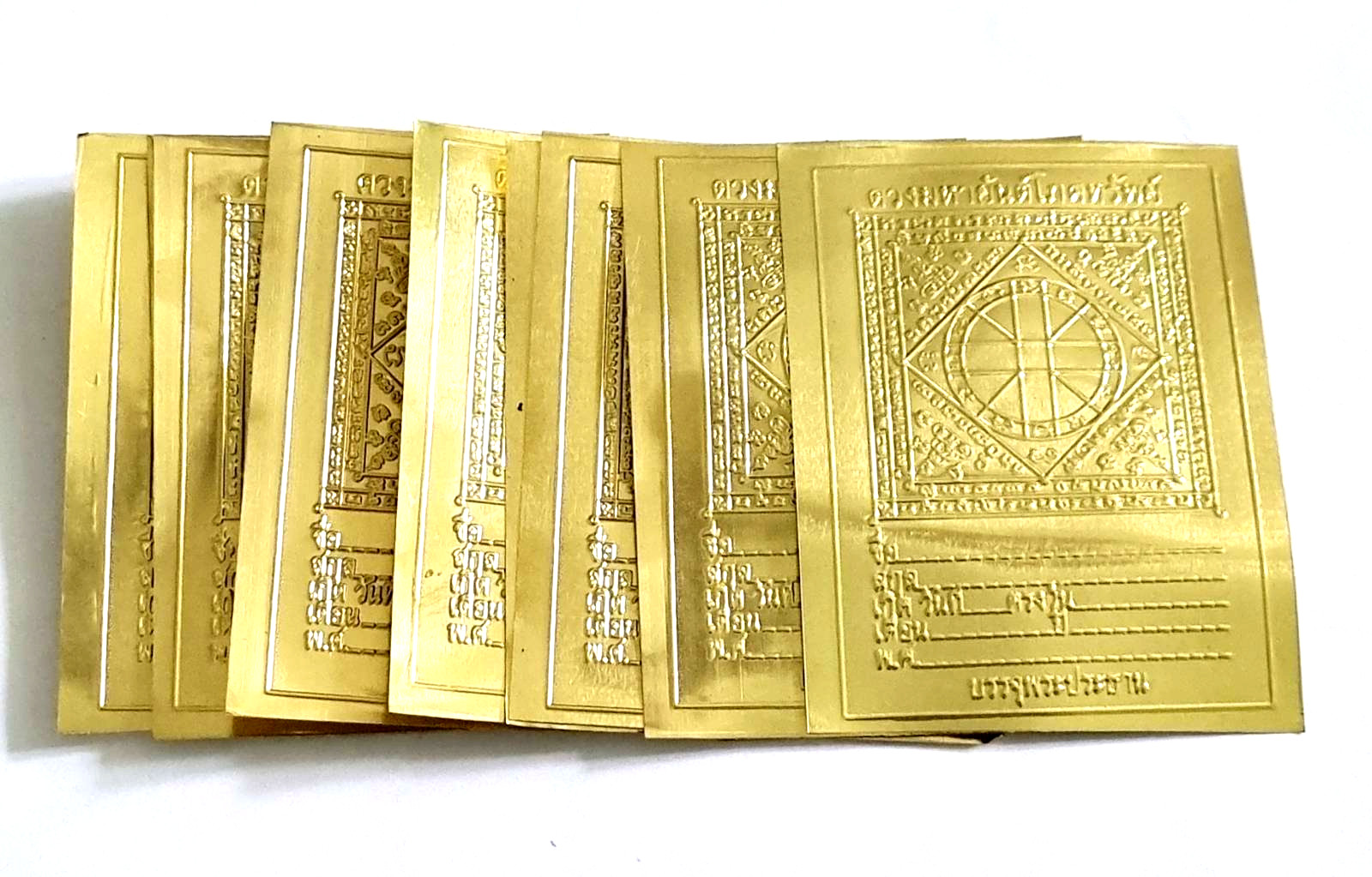 20 Pcs Thailand Amulet Yant Sheet Protection Safe Gold Embossed Carry Lucky 3.5