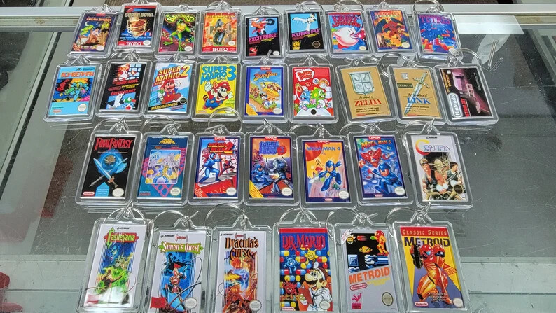 Nintendo NES Game Art Video Game Keychain | Chain |  Pendent (Front & Back)
