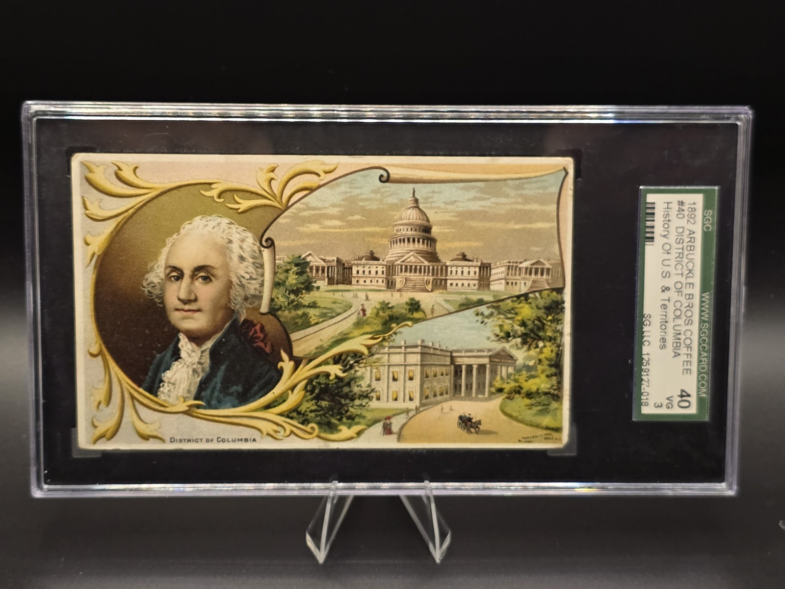 1892 Arbuckle Bros. Coffee #40 George Washington District of Columbia SGC 3