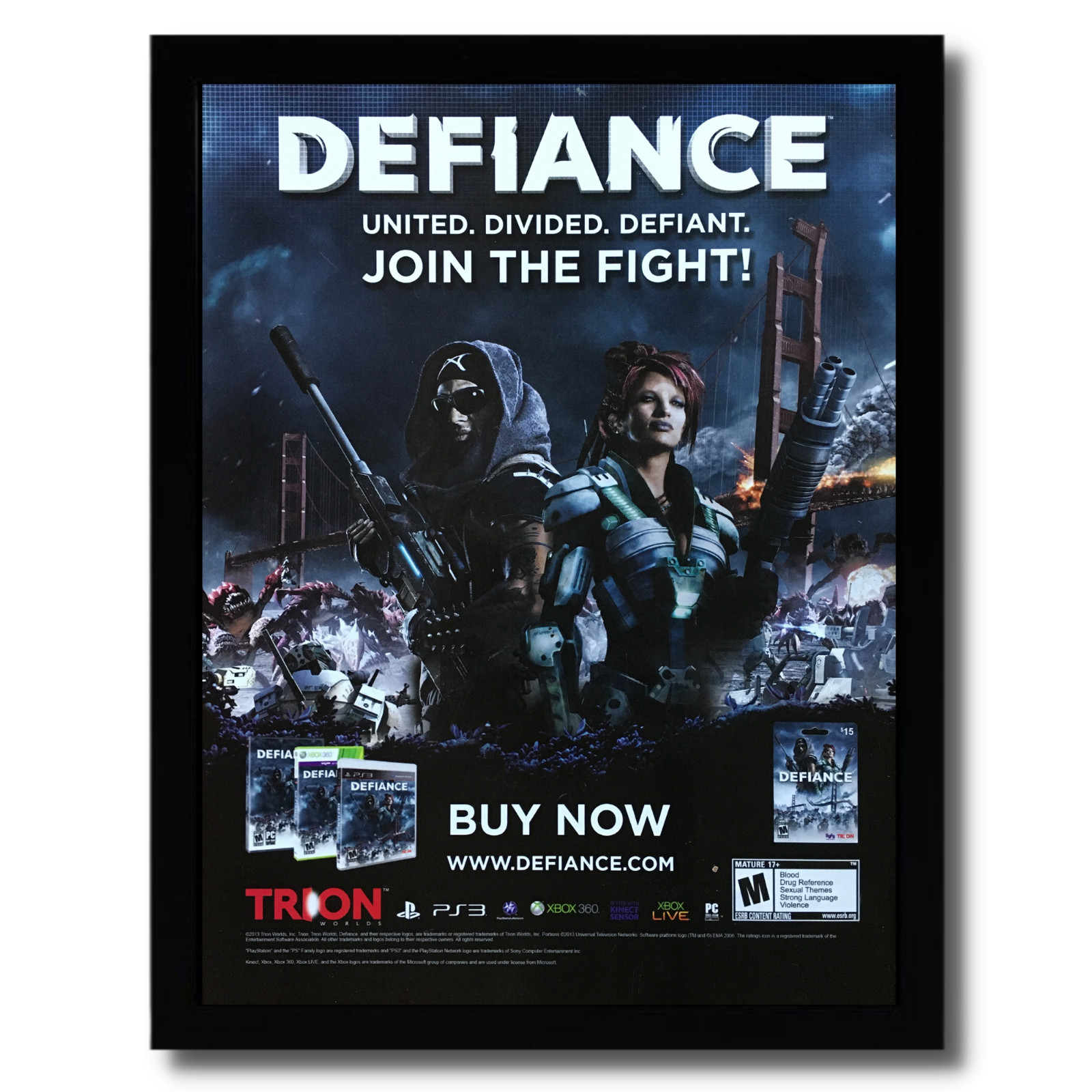 2013 Defiance Framed Print Ad/Poster Original PS3 Xbox 360 PC Video Game Art
