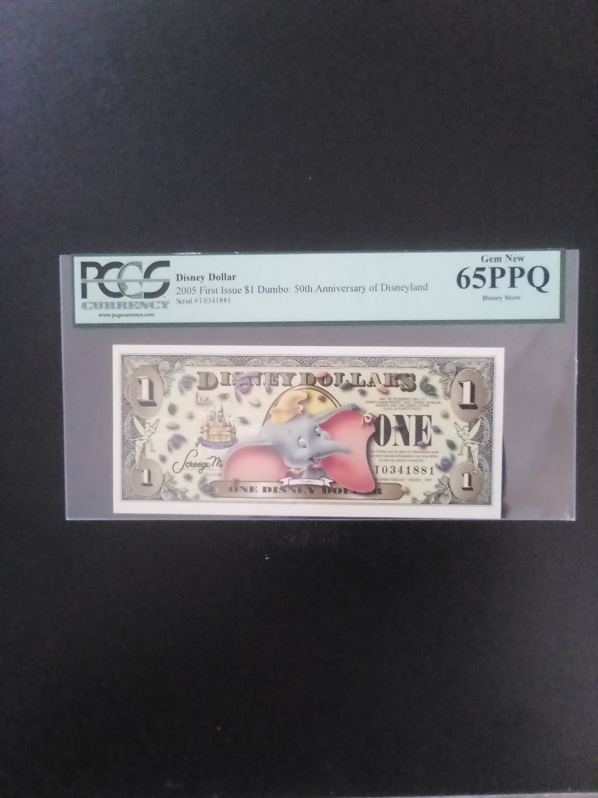 Disney Dollars 2005T $1 Dumbo (no bar code) PCGS 65 Gem New