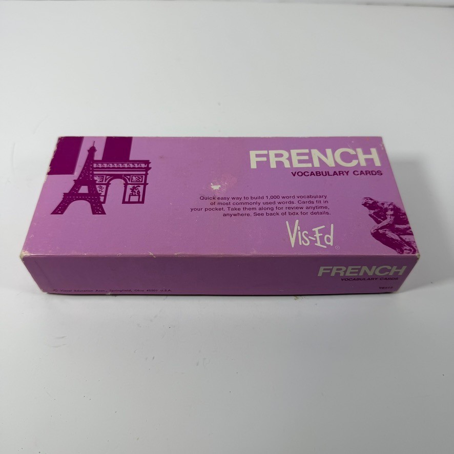 Vintage Vis-Ed French Vocabulary 1,000 Flash Cards Home School Learning