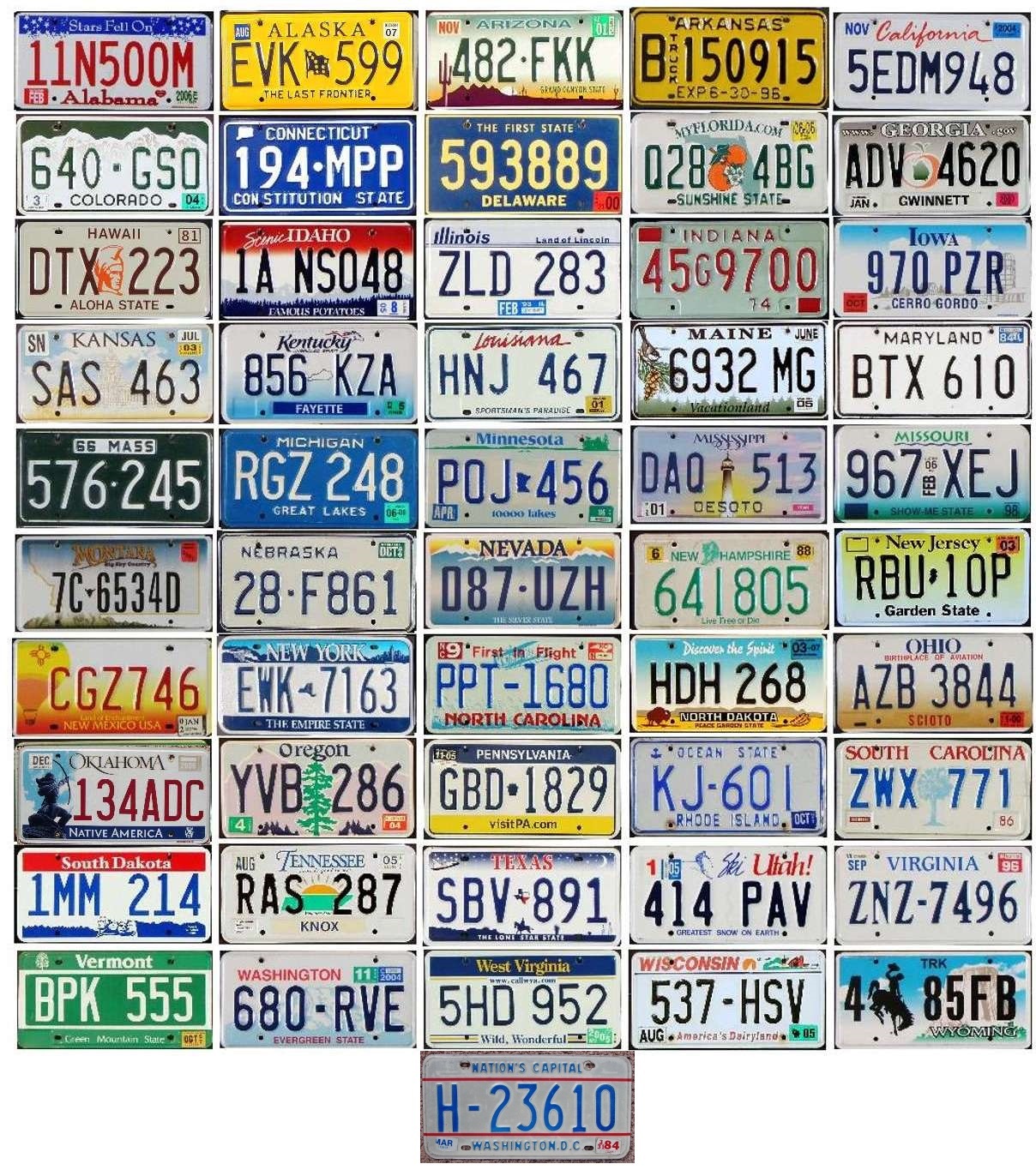 FULL SET 51 USA License Plates - All 50 States + WASHINGTON DC - Good Condition