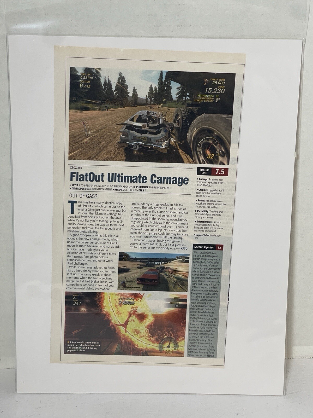 Flatout Ultimate Carnage Video Game Review Magazine Article Print Ad Wall Art