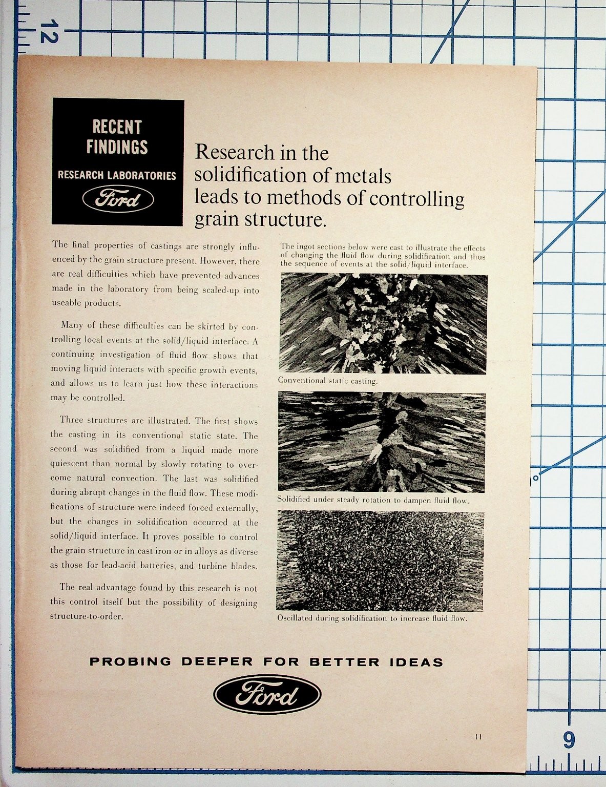 Ford Research Labs Metals Solidification Grain Structure Article Magazine Page