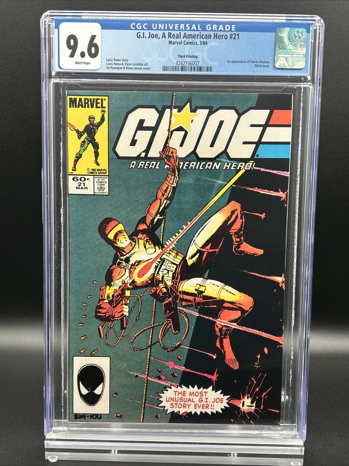 G.I. Joe #21 3rd Printing CGC 9.6 NM+ 1984 Silent Issue 1st App Storm Shadow
